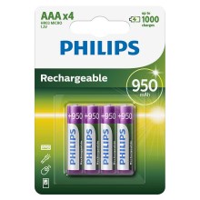 Philips R03B4A95/10 - 4 ks Bateria ładowalna AAA MULTILIFE NiMH/1,2V/950 mAh
