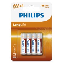 Philips R03L4B/10 - 4 szt. Bateria cynkowo-chlorkowa AAA LONGLIFE 1,5V 450mAh