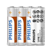 Philips R03L4F/10 - 4 szt. Bateria Cynkowo-chlorkowa AAA LONGLIFE 1,5V 450mAh