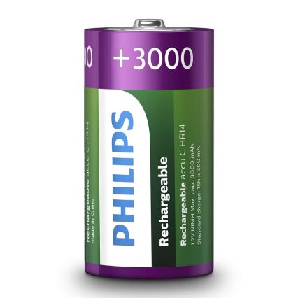 Philips R14B2A300/10 - 2 szt. Bateria ładowalna C MULTILIFE NiMH/1,2V/3000 mAh