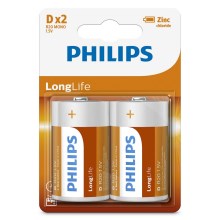 Philips R20L2B/10 - 2 ks Bateria Cynkowo-chlorkowa D LONGLIFE 1,5V