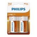 Philips R20L2B/10 - 2 szt. Bateria cynkowo-chlorowa D LONGLIFE 1,5V 5000mAh