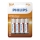 Philips R6L4B/10 - 4 szt. Bateria cynkowo-chlorowa AA LONGLIFE 1,5V 900mAh
