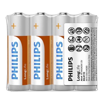 Philips R6L4F/10 - 4 szt. Bateria cynkowo-chlorowa AA LONGLIFE 1,5V 900mAh