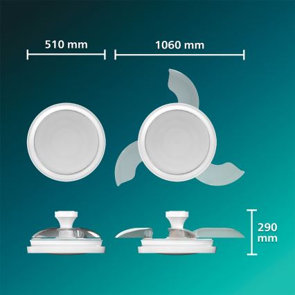 Philips - LED Ściemnialna lampa sufitowa z wentylatorem BLISS LED/35W/230V biała + pilot zdalnego sterowania