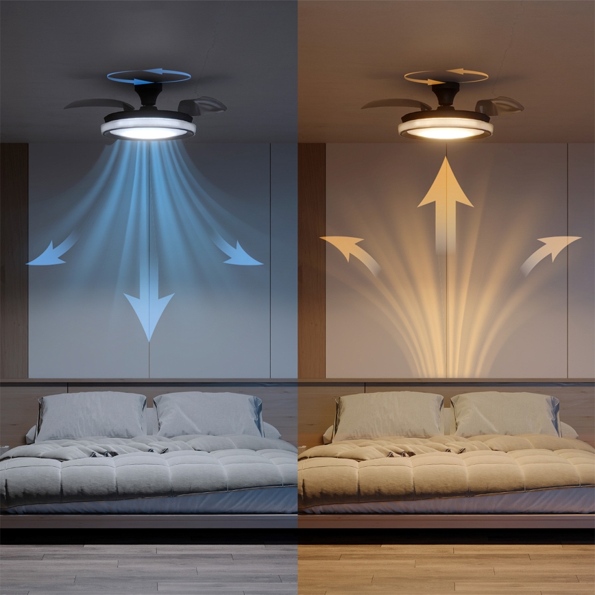 Philips - LED ściemnialna lampa sufitowa z wentylatorem BLISS LED/35W/230V czarna + pilot zdalnego sterowania