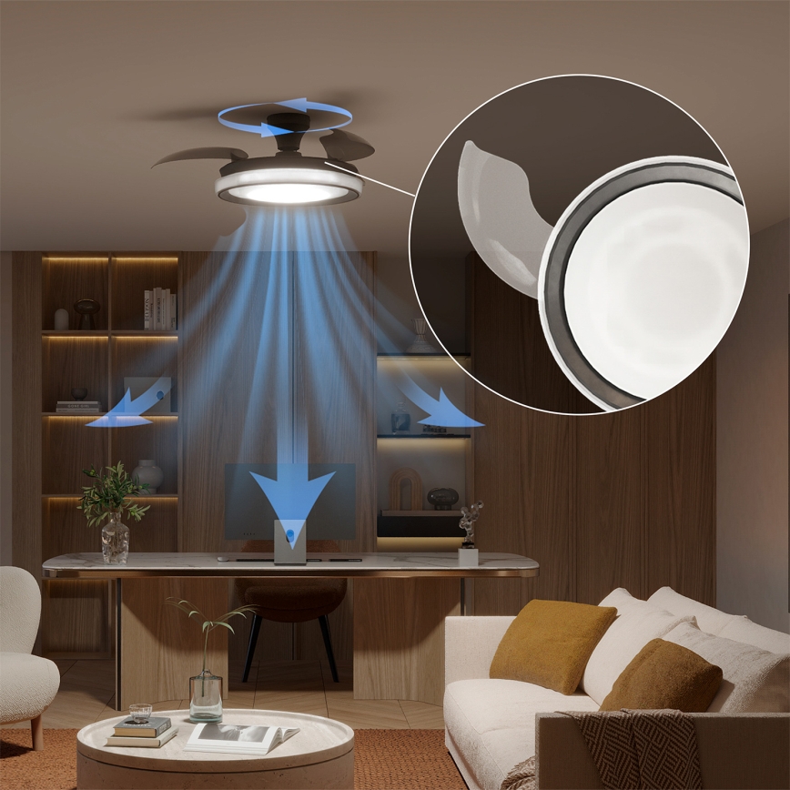 Philips - LED ściemnialna lampa sufitowa z wentylatorem BLISS LED/35W/230V czarna + pilot zdalnego sterowania