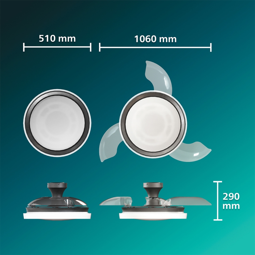 Philips - LED ściemnialna lampa sufitowa z wentylatorem BLISS LED/35W/230V czarna + pilot zdalnego sterowania