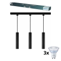 Philips - ściemnialna lampa wisząca LED na lince w systemie szynowym EASYLINK 3xGU10/7W/230V 2200-2700K 1m czarna