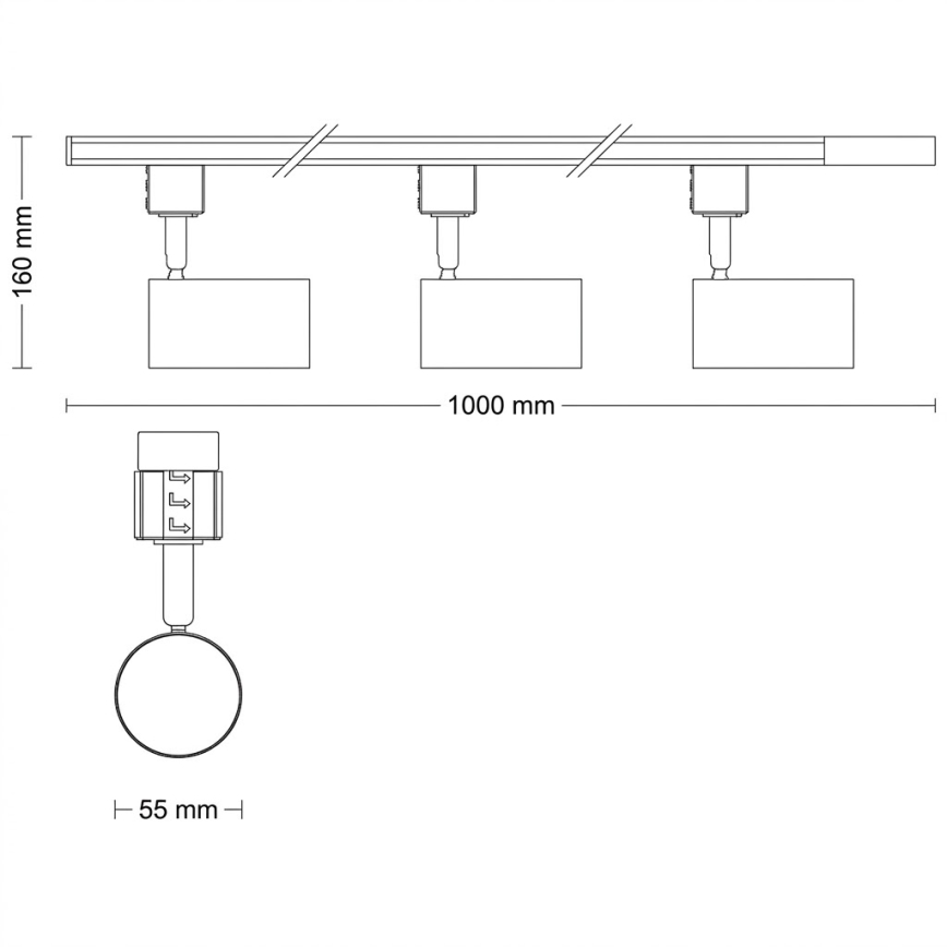Philips - Ściemnialna oprawa punktowa LED do systemu szynowego EASYLINK 3xGU10/6,2W/230V 2200-2700K 1m czarna