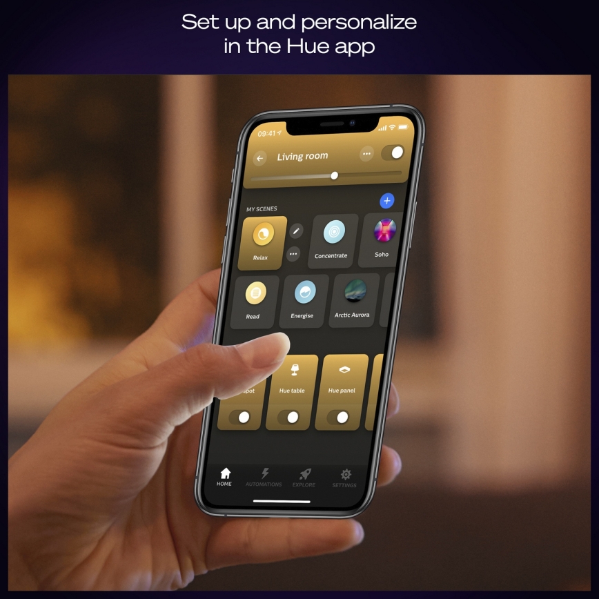 Philips - ściemnialna oprawa sufitowa LED Hue AURELLE LED/19W/230V 2200-6500K 30x30 cm czarna