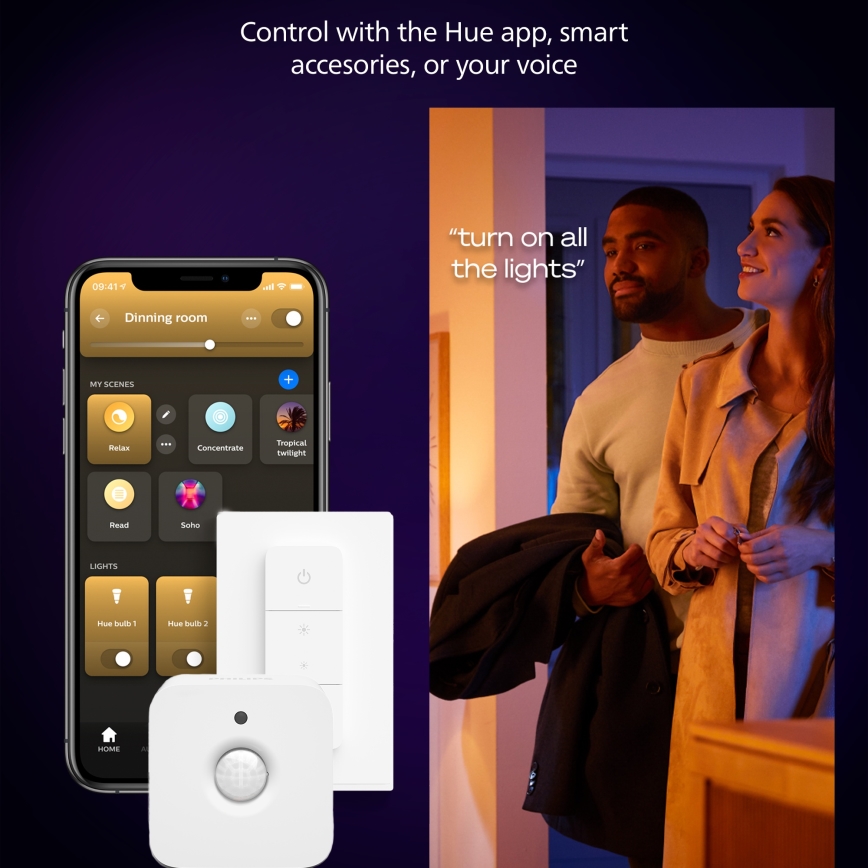 Philips - Ściemnialna oprawa sufitowa LED Hue AURELLE LED/39W/230V 2200-6500K 60x60 cm czarna