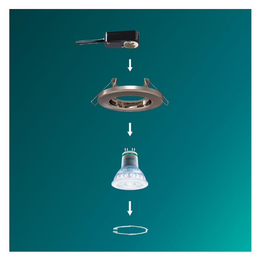Philips - LED RGBW ściemnialna oprawa wpuszczana PERIDOT 1xGU10/6W/230V srebrna + pilot zdalnego sterowania