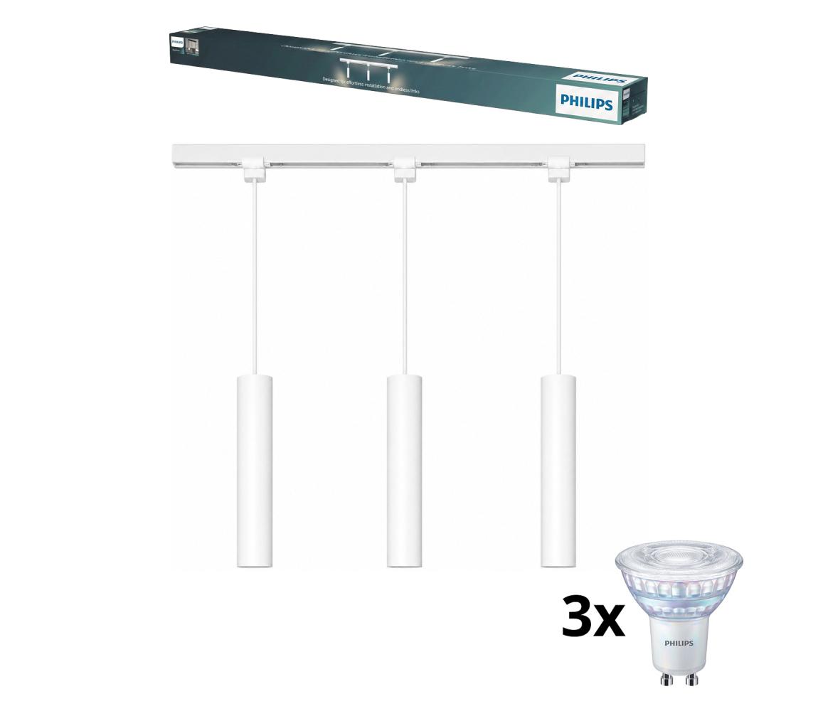 Philips - ściemnialna oprawa wisząca LED na linkach do systemu szynowego EASYLINK 3xGU10/6,2W/230V 1m biała