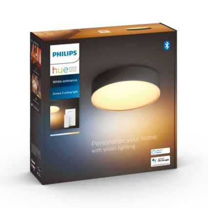 Philips - LED Plafon ściemnialny Hue LED/9,6W/230V 2200-6500K śr. 261 mm czarny + pilot zdalnego sterowania