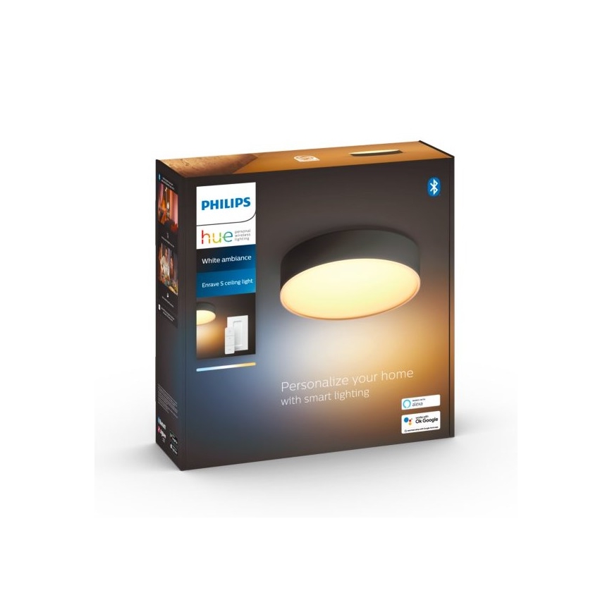 Philips - LED Plafon ściemnialny Hue LED/9,6W/230V 2200-6500K śr. 261 mm czarny + pilot zdalnego sterowania