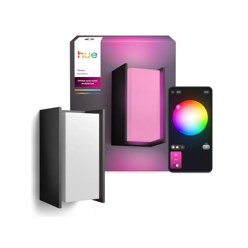 Philips - Zewnętrzny ściemnialny kinkiet LED Hue TURACO White And Color Ambiance 1xE27/8,1W/230V 1000-20000K