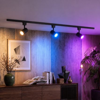 Philips - LED RGBW ściemnialna oprawa punktowa do systemu szynowego EASYLINK HUE 3xGU10/4,7W/230V 2200-6500K 1m czarna + Hue bridge