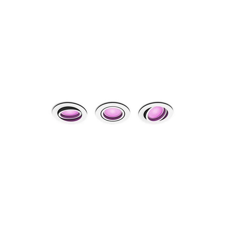 Philips - SET 3x LED RGB Ściemniane oświetlenie wpuszczane Hue CENTURA 1xGU10/5,7W/230V 2000-6500K