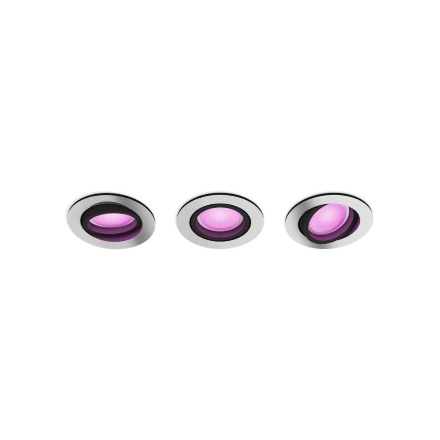 Philips - SET 3x LED RGB Ściemniane oświetlenie wpuszczane Hue CENTURA 1xGU10/5,7W/230V 2000-6500K