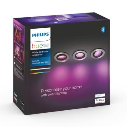 Philips - SET 3x LED RGB Ściemniane oświetlenie wpuszczane Hue CENTURA 1xGU10/5,7W/230V 2000-6500K