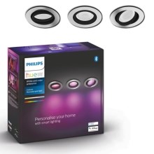Philips - SET 3x LED RGB Ściemniane oświetlenie wpuszczane Hue CENTURA 1xGU10/5,7W/230V 2000-6500K