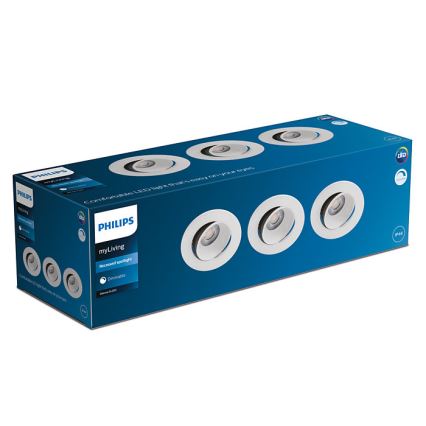 Philips - SET 3x LED Ściemnialne wpuszczane oświetlenie łazienkowe ABROSA LED/9W/230V IP44