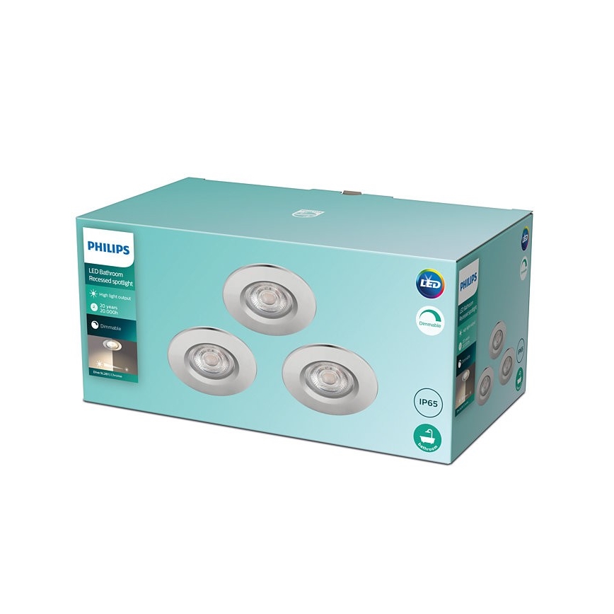 Philips - SET 3x LED Ściemniane oświetlenie łazienkowe DIVE LED/5W/230V IP65