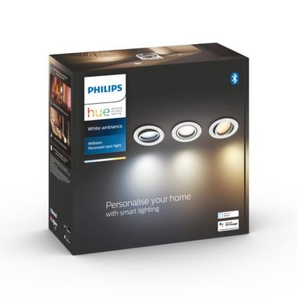 Philips - SET 3x LED Ściemniane oświetlenie wpuszczane Hue MILLISKIN 1xGU10/5,7W/230V 2200-6500K