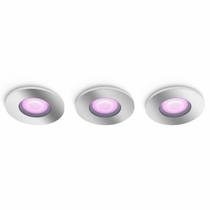 Philips-SET 3xLED RGB Ściemniane oświetlenie łazienkowe Hue XAMENTO 1xGU10/5,7W/230V IP44