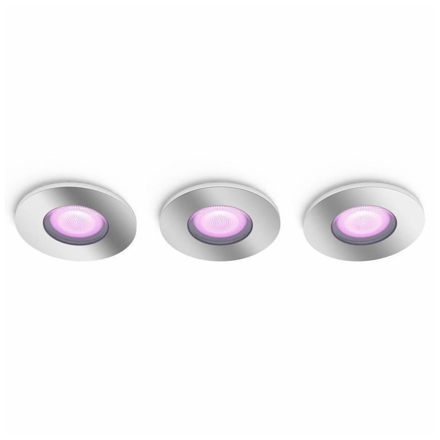 Philips-SET 3xLED RGB Ściemniane oświetlenie łazienkowe Hue XAMENTO 1xGU10/5,7W/230V IP44