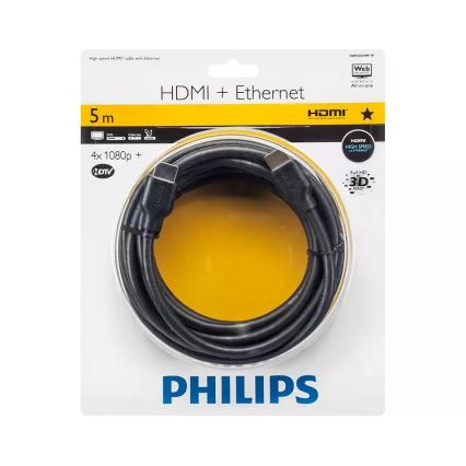 Philips SWV2434W/10 - Kabel HDMI z Ethernetem, złącze HDMI 1.4 A 5m czarny