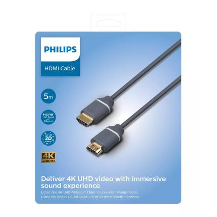 Philips SWV5650G/00 - Kabel HDMI z Ethernetem, złącze HDMI 2.0 A 5m szary