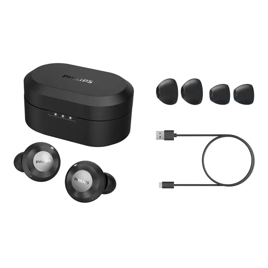Philips TAT8505BK/00 - Słuchawki bezprzewodowe IPX4 2x 55 mAh + 560 mAh czarny