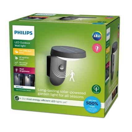 Philips - LED solarny kinkiet z czujnikiem ruchu i zmierzchu LED/1,2W/4V 1800 mAh 3000K IP44