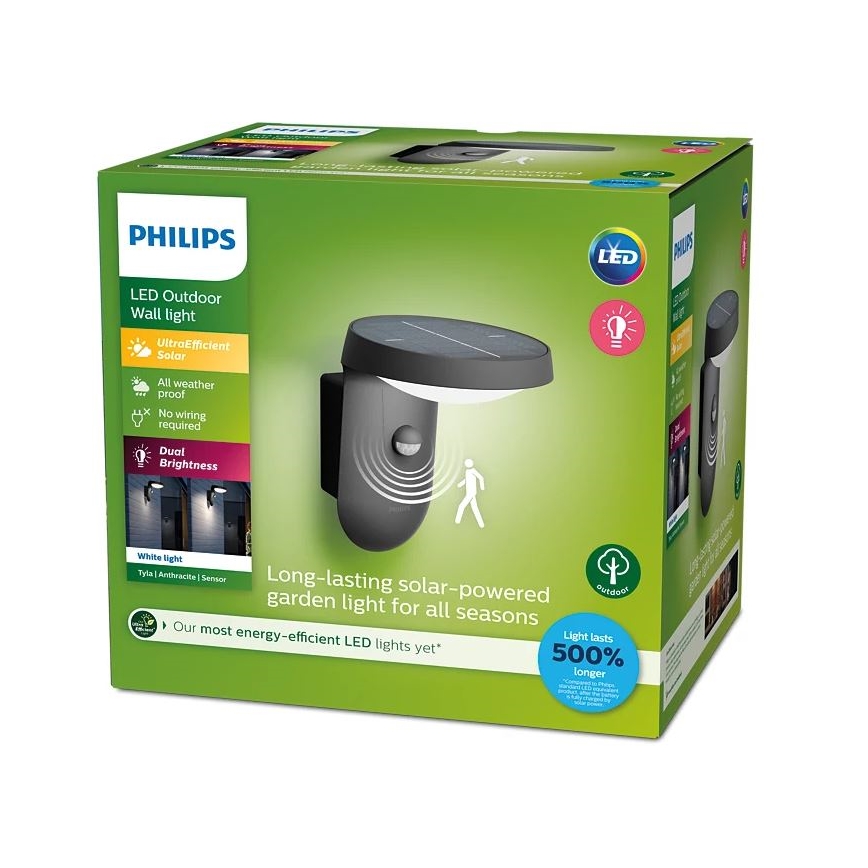Philips - LED solarny kinkiet z czujnikiem ruchu i zmierzchu LED/1,2W/4V 1800 mAh 3000K IP44