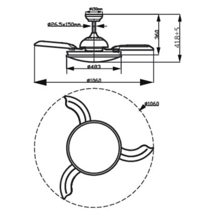 Philips - Wentylator sufitowy LED/35W/230V 5500/4000/2700K + pilot zdalnego sterowania