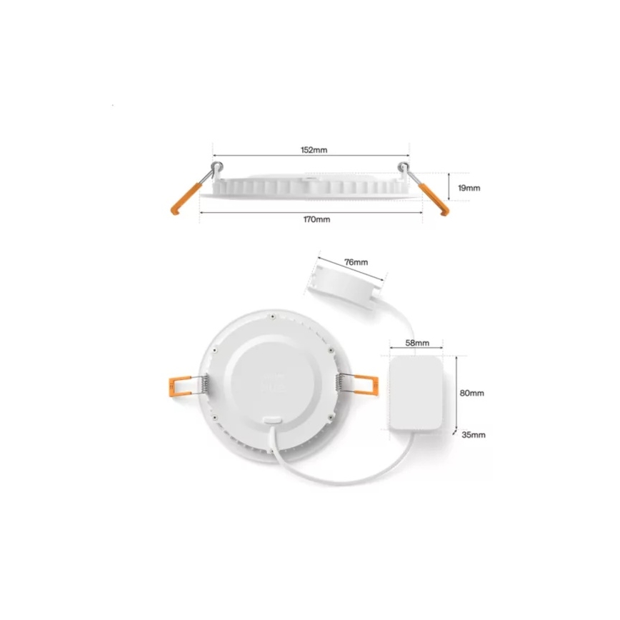 Philips - Zestaw 2x LED RGBW ściemnialne oprawy wpuszczane do łazienki Hue SLIM LED/12W/230V 2000-6500K białe IP44
