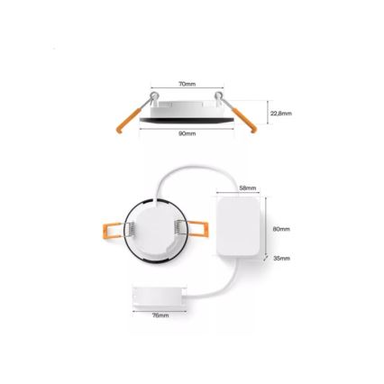 Philips - ZESTAW 2x wpuszczane ściemnialne oprawy łazienkowe LED RGBW Hue SLIM LED/8,3W/230V 2000-6500K czarny IP44