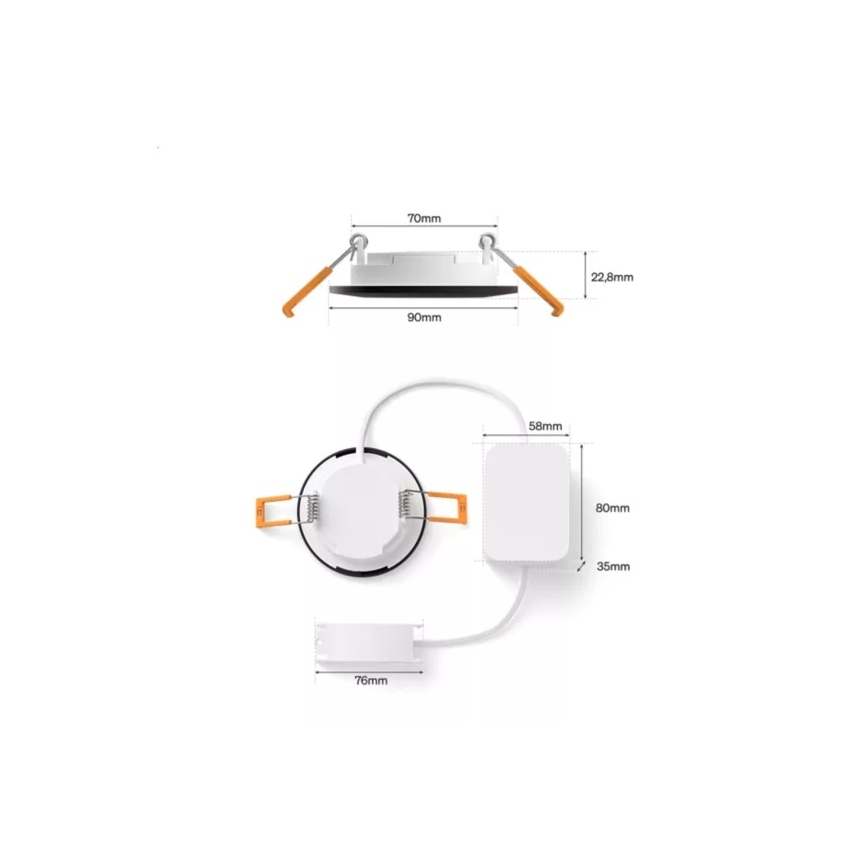 Philips - ZESTAW 2x wpuszczane ściemnialne oprawy łazienkowe LED RGBW Hue SLIM LED/8,3W/230V 2000-6500K czarny IP44