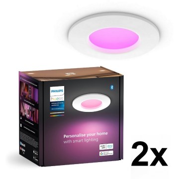 Philips - Zestaw 2x ściemnialnych wpuszczanych opraw łazienkowych LED RGBW Hue SLIM LED/8,3W/230V 2000-6500K kolor biały IP44