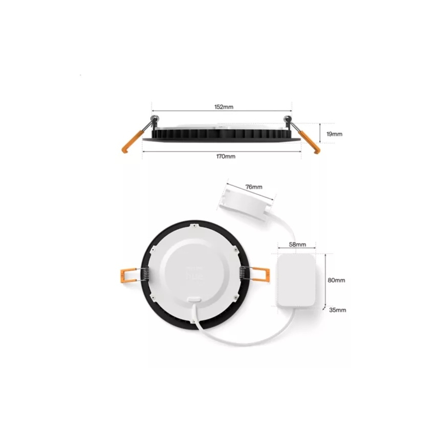 Philips - ZESTAW 2x wpuszczanych, ściemnialnych opraw łazienkowych LED RGBW Hue SLIM LED/12W/230V 2000-6500K czarne IP44