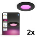 Philips - ZESTAW 2x wpuszczane ściemnialne oprawy łazienkowe LED RGBW Hue SLIM LED/8,3W/230V 2000-6500K czarny IP44