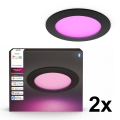 Philips - ZESTAW 2x wpuszczanych, ściemnialnych opraw łazienkowych LED RGBW Hue SLIM LED/12W/230V 2000-6500K czarne IP44