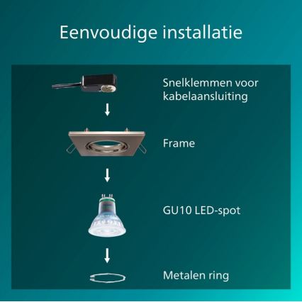 Philips - Zestaw 3 szt. opraw wpuszczanych PERIDOT 1xGU10/7W/230V, kolor: srebrny