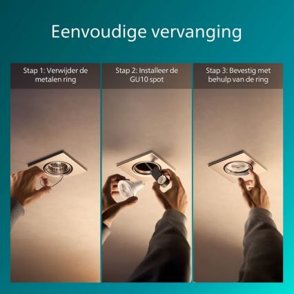 Philips - Zestaw 3 szt. opraw wpuszczanych PERIDOT 1xGU10/7W/230V, kolor: srebrny