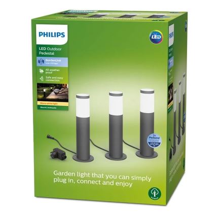 Philips - ZESTAW 3x Lampa zewnętrzna LED GARDENLINK LED/24W/230V 2700K IP44