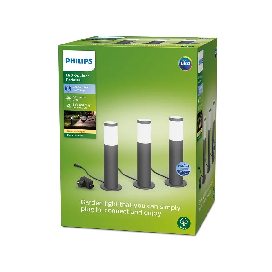 Philips - ZESTAW 3x Lampa zewnętrzna LED GARDENLINK LED/24W/230V 2700K IP44