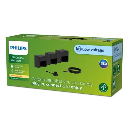 Philips - ZESTAW 3x LED Kinkiet zewnętrzny GRITS LED/1,5W/24/230V IP44