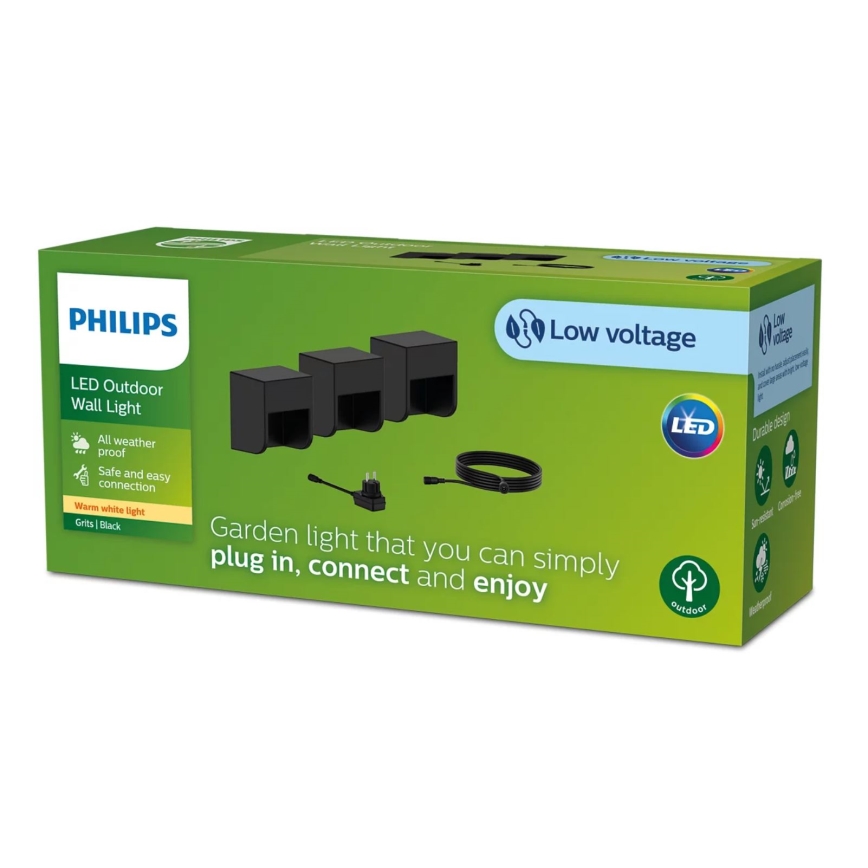 Philips - ZESTAW 3x LED Kinkiet zewnętrzny GRITS LED/1,5W/24/230V IP44